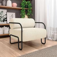 Poltrona Sala De Estar Industrial Preto Kit 2 Ameli Bouclê K01 - D'rossi Cor Bege - 5