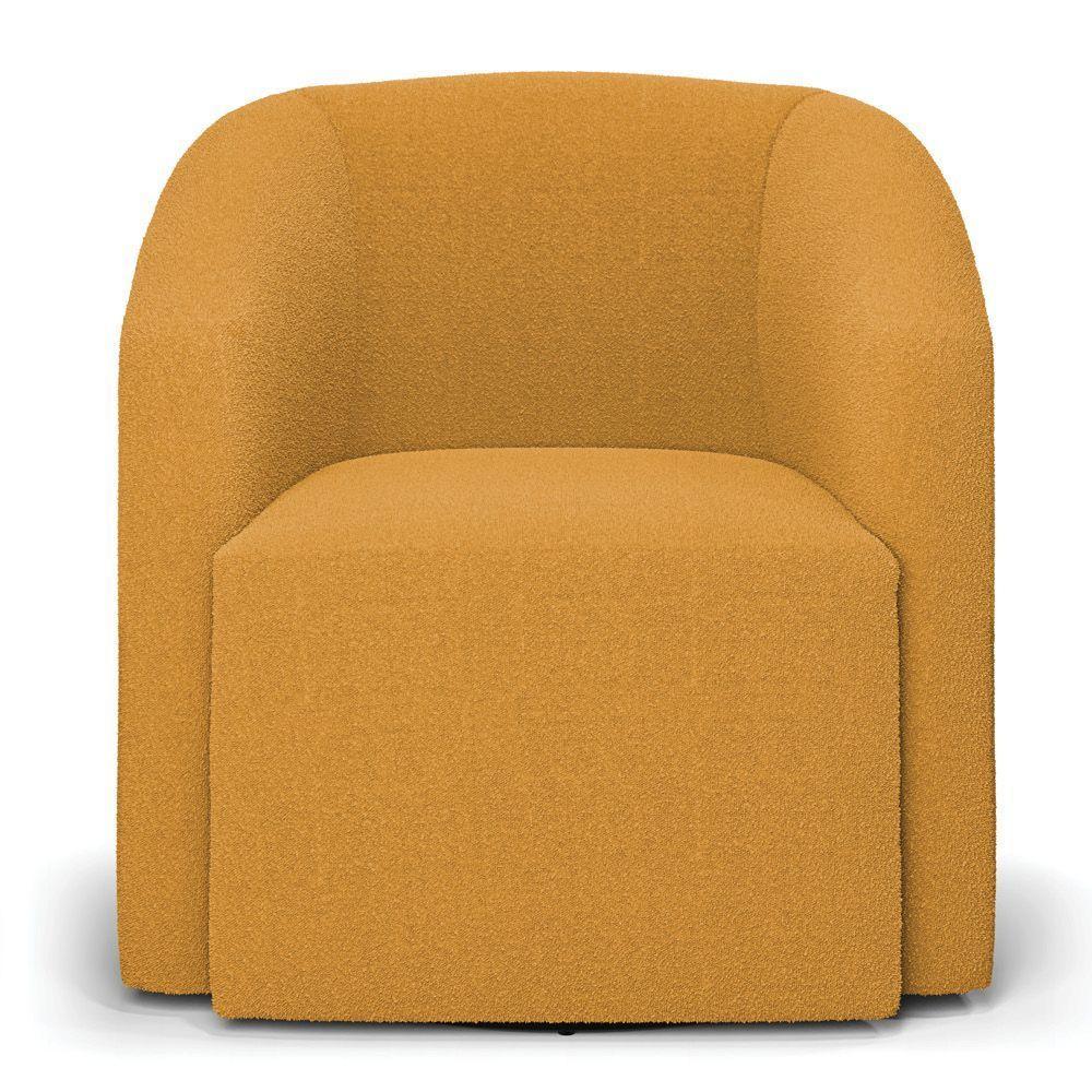 Poltrona Sala De Estar Base Giratória Stella Max Bouclê Mostarda D03 - 3