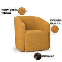 Poltrona Sala De Estar Base Giratória Stella Max Bouclê Mostarda D03 - 5