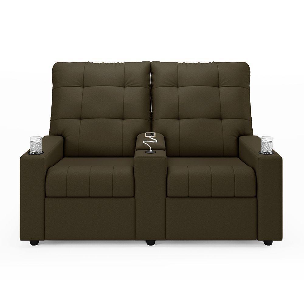 Poltrona Reclinável Para Cinema Parma 2 Lugares Baú Usb Veludo Fh1 - D'rossi Cor Capuccino - 1