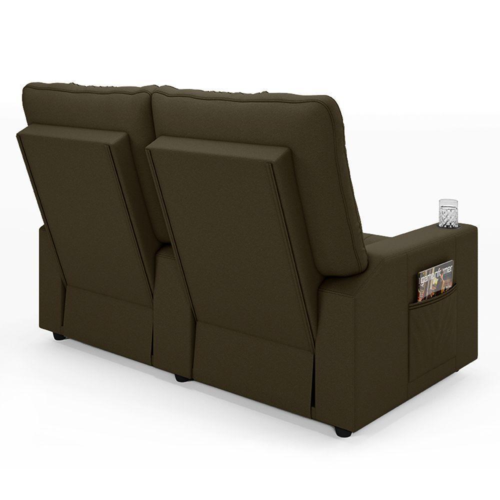 Poltrona Reclinável Para Cinema Parma 2 Lugares Baú Usb Veludo Fh1 - D'rossi Cor Capuccino - 2