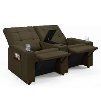Poltrona Reclinável Para Cinema Parma 2 Lugares Baú Usb Veludo Fh1 - D'rossi Cor Capuccino - 3