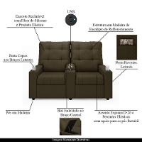 Poltrona Reclinável Para Cinema Parma 2 Lugares Baú Usb Veludo Fh1 - D'rossi Cor Capuccino - 7