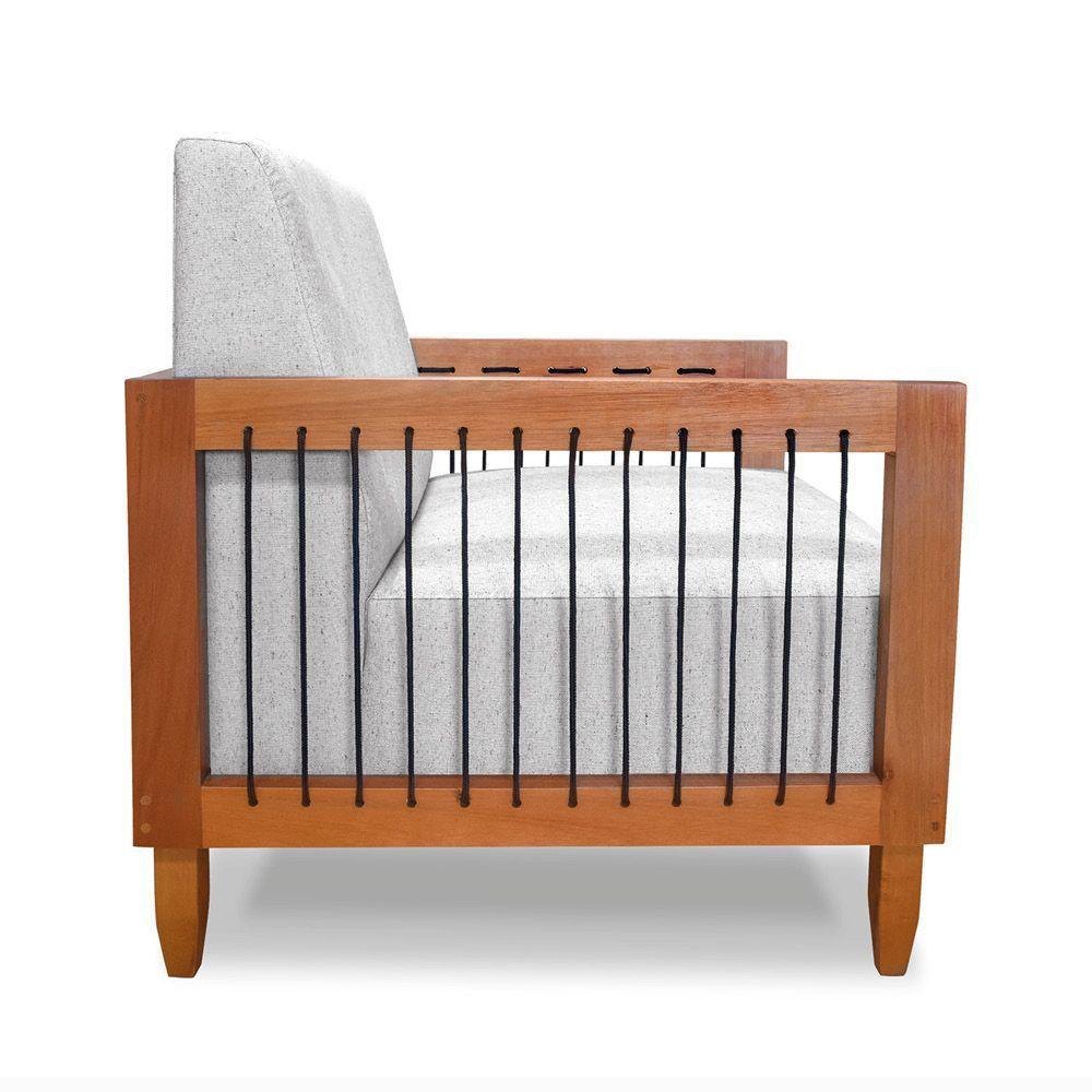 Poltrona Sala De Estar Base De Madeira Mariana Linho Grigio S04 - D'rossi - 2