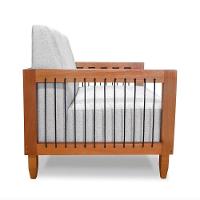 Poltrona Sala De Estar Base De Madeira Mariana Linho Grigio S04 - D'rossi - 2