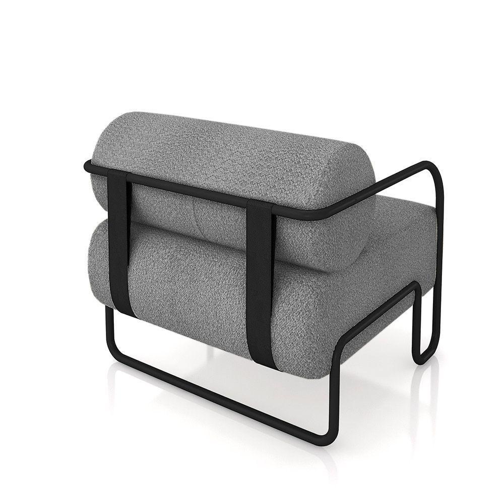 Poltrona Sala De Estar Industrial Preto Ameli Bouclê K01 - D'rossi Cor Cinza - 5