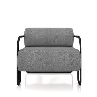 Poltrona Sala De Estar Industrial Preto Ameli Bouclê K01 - D'rossi Cor Cinza - 2