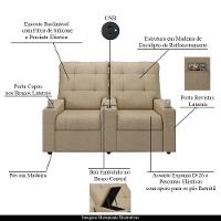 Poltrona Reclinável Para Cinema Parma 2 Lugares Baú Usb Linho Bege Fh1 - D'rossi - 3