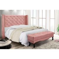 Cabeceira Cama Box Casal 140cm E Recamier Vicenza Veludo Rosa S04 - D'rossi - 7