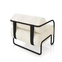 Poltrona Sala De Estar Industrial Preto Ameli Bouclê Bege K01 - D'rossi - 3