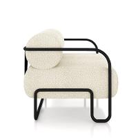 Poltrona Sala De Estar Industrial Preto Ameli Bouclê Bege K01 - D'rossi