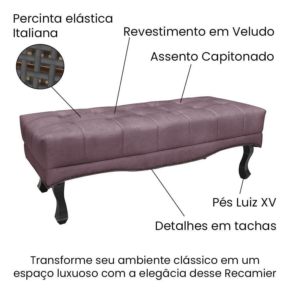 Cabeceira Cama Box Casal 140cm E Recamier Vicenza Veludo Uva S04 - D'rossi - 6