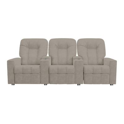 Poltrona Reclinável Para Cinema 3 Lugares Sora Veludo Fh1 - D'rossi Cor Capuccino