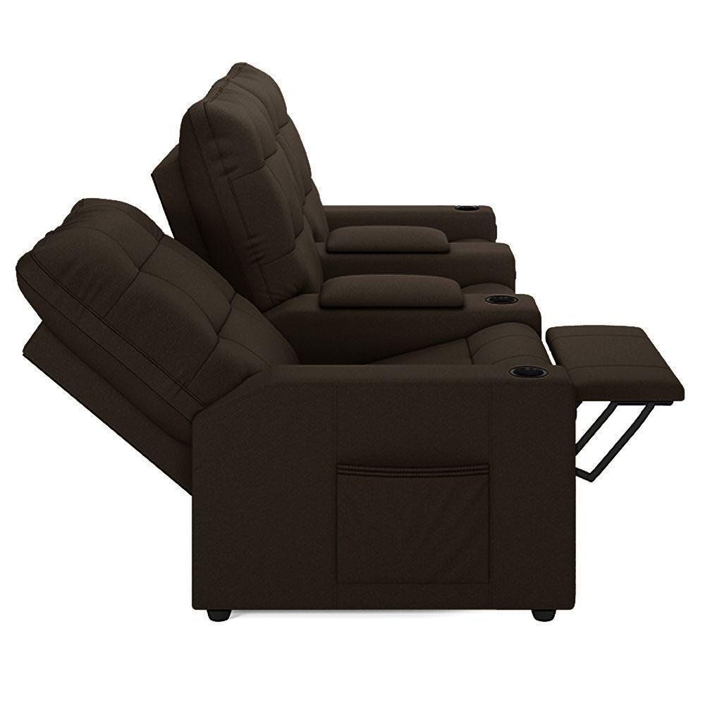 Poltrona Reclinável Para Cinema Parma 3 Lugares Baú Usb Pu Fh1 - D'rossi Cor Marrom - 4