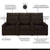 Poltrona Reclinável Para Cinema Parma 3 Lugares Baú Usb Pu Fh1 - D'rossi Cor Marrom - 7