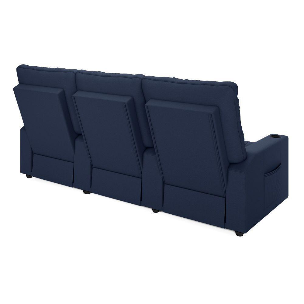 Poltrona Reclinável Para Cinema Parma 3 Lugares Baú Usb Pu Azul Fh1 - D'rossi - 2