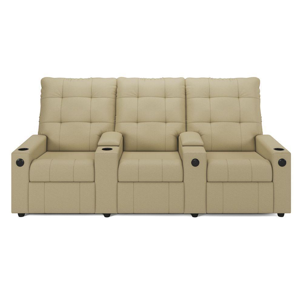 Poltrona Reclinável Para Cinema Parma 3 Lugares Baú Usb Veludo Bege Fh1 - D'rossi - 1