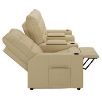Poltrona Reclinável Para Cinema Parma 3 Lugares Baú Usb Veludo Bege Fh1 - D'rossi