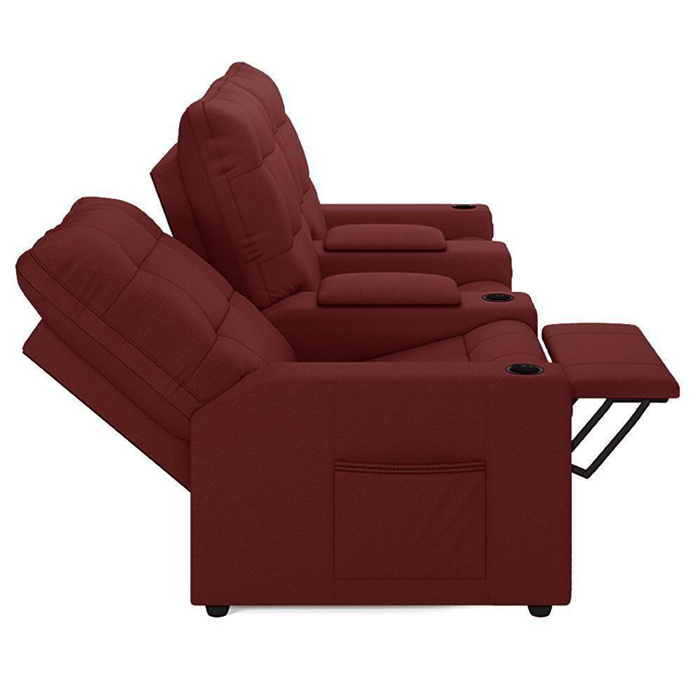 Poltrona Reclinável Para Cinema Parma 3 Lugares Baú Usb Pu Fh1 - D'rossi Cor Vermelho - 4