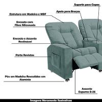 Poltrona Reclinável Para Cinema 3 Lugares Sora Veludo Fh1 - D'rossi Cor Azul Claro - 8