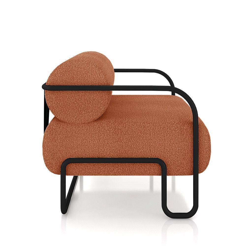 Poltrona Sala De Estar Industrial Preto Kit 2 Ameli Bouclê K01 - D'rossi Cor Terra Cota - 4