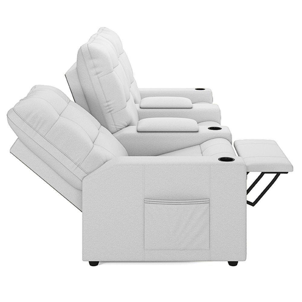 Poltrona Reclinável Para Cinema Parma 3 Lugares Baú Usb Pu Fh1 - D'rossi Cor Branco - 4