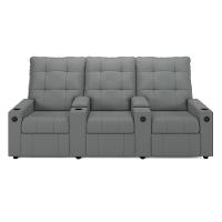 Poltrona Reclinável Para Cinema Parma 3 Lugares Baú Usb Pu Fh1 - D'rossi Cor Cinza - 1