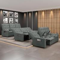 Poltrona Reclinável Para Cinema Parma 3 Lugares Baú Usb Pu Fh1 - D'rossi Cor Cinza - 6