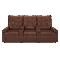 Poltrona Reclinável Para Cinema Parma 3 Lugares Baú Usb Pu Marrom Brilho Fh1 - D'rossi - 1