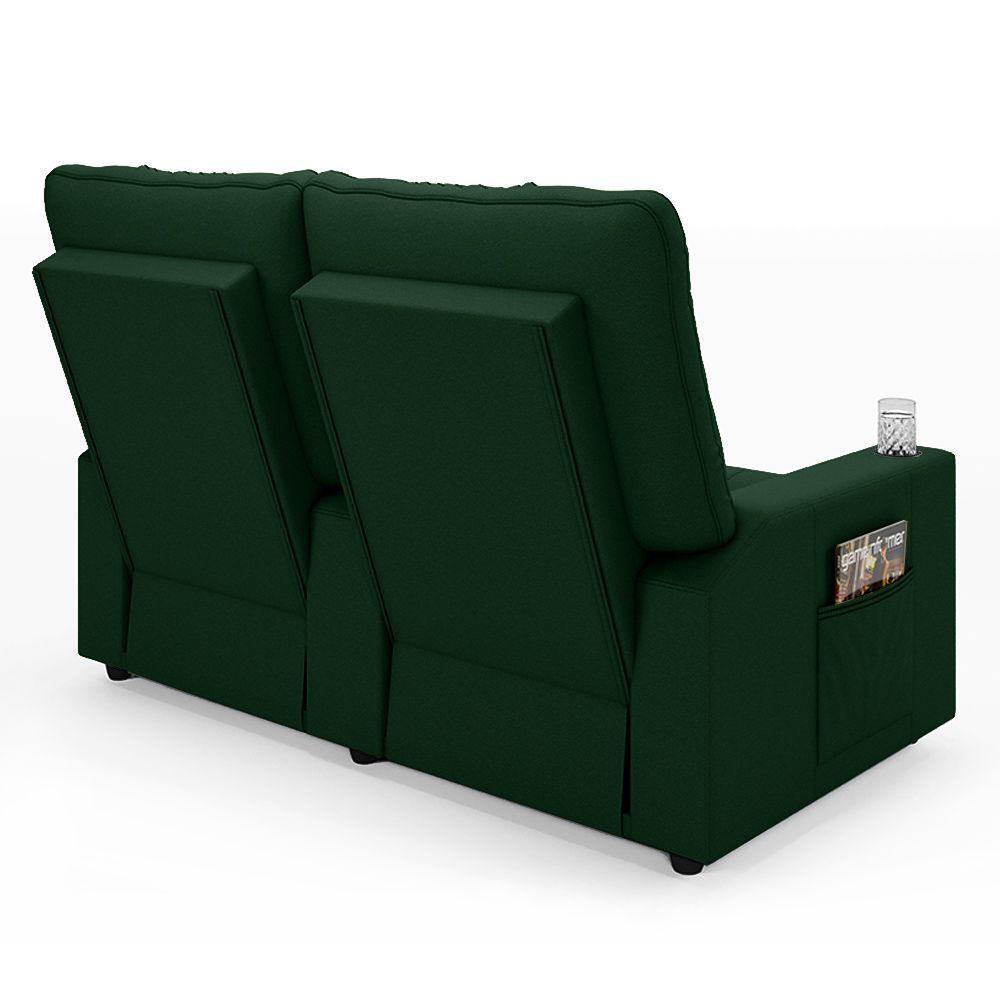 Poltrona Reclinável Para Cinema Parma 2 Lugares Baú Usb Veludo Verde Fh1 - D'rossi - 6
