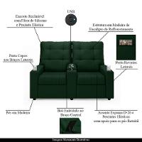 Poltrona Reclinável Para Cinema Parma 2 Lugares Baú Usb Veludo Verde Fh1 - D'rossi - 2