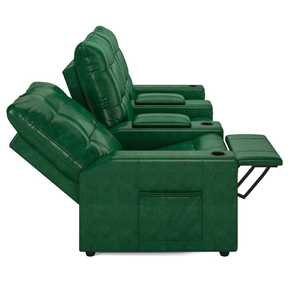 Poltrona Reclinável Para Cinema Parma 3 Lugares Baú Usb Pu Fh1 - D'rossi Cor Verde Musgo - 4