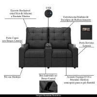 Poltrona Reclinável Para Cinema Parma 2 Lugares Baú Usb Linho Fh1 - D'rossi Cor Grafite - 7