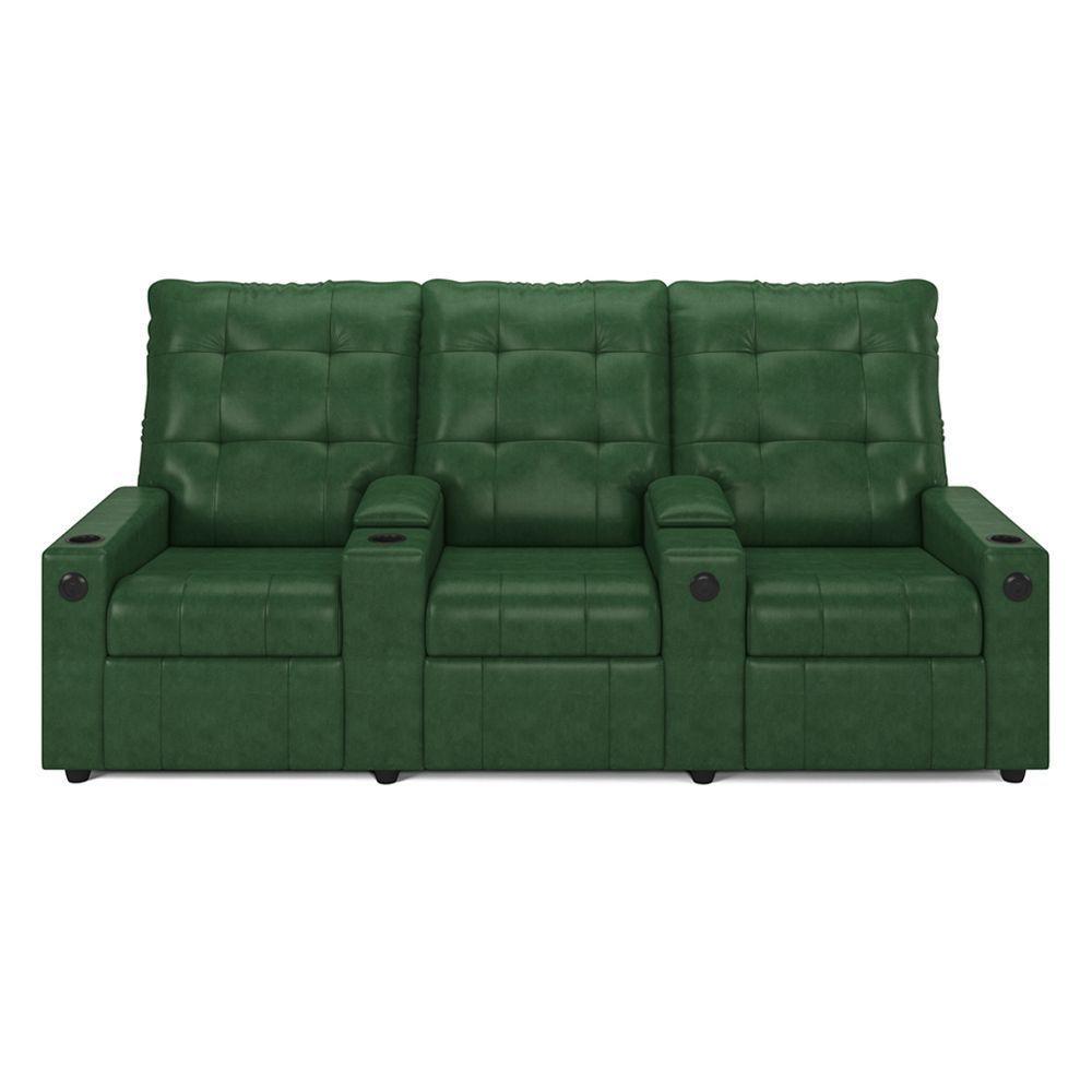 Poltrona Reclinável Para Cinema Parma 3 Lugares Baú Usb Pu Verde Musgo Fh1 - D'rossi - 1