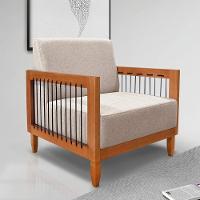 Poltrona Sala De Estar Base De Madeira Mariana Linho Areia S04 - D'rossi