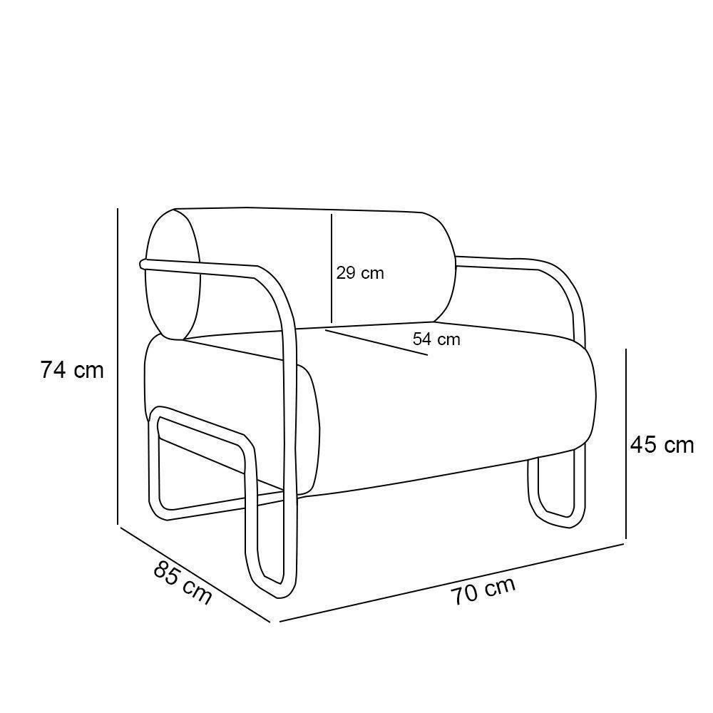Poltrona Sala De Estar Industrial Preto Ameli Bouclê K01 - D'rossi Cor Creme - 2