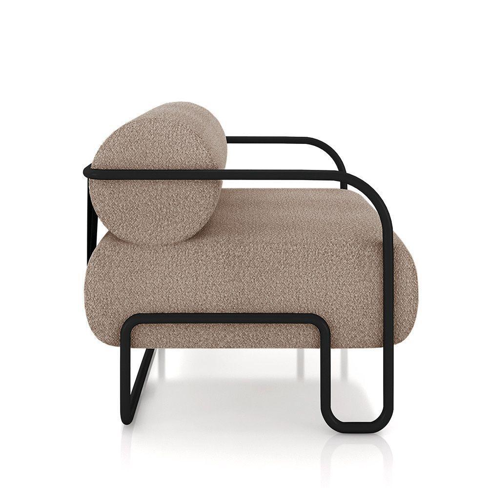 Poltrona Sala De Estar Industrial Preto Ameli Bouclê K01 - D'rossi Cor Creme - 4