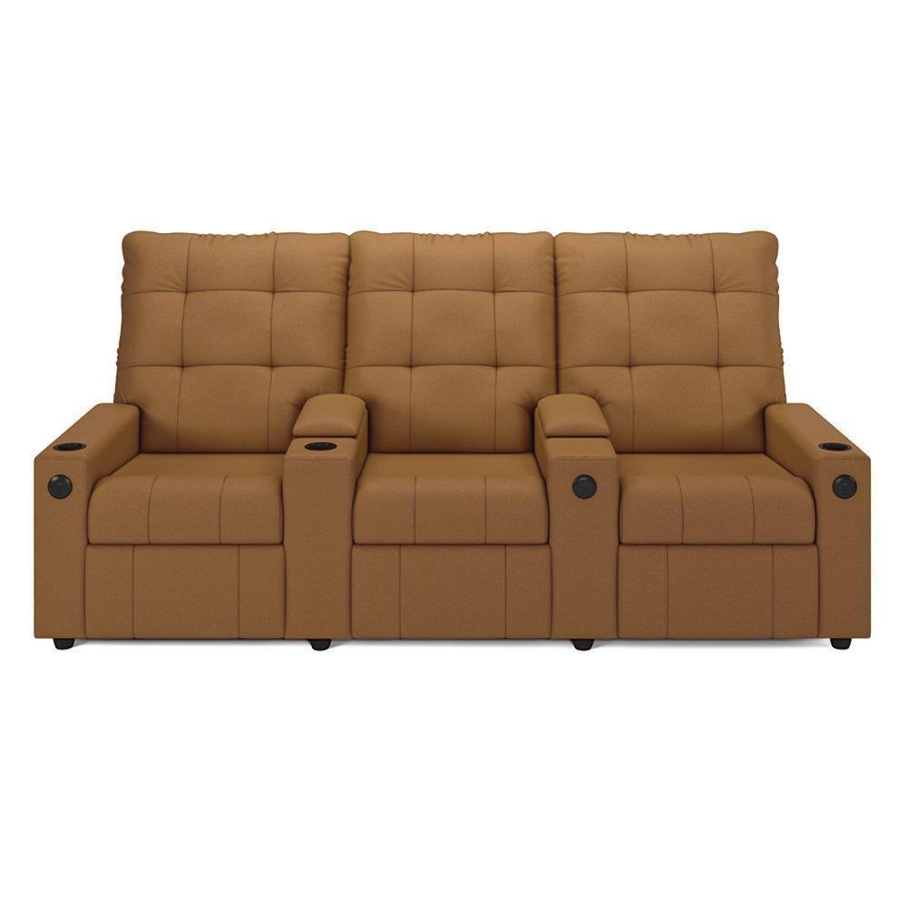 Poltrona Reclinável Para Cinema Parma 3 Lugares Baú Usb Pu Fh1 - D'rossi Cor Caramelo - 1