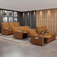 Poltrona Reclinável Para Cinema Parma 3 Lugares Baú Usb Pu Fh1 - D'rossi Cor Caramelo - 6