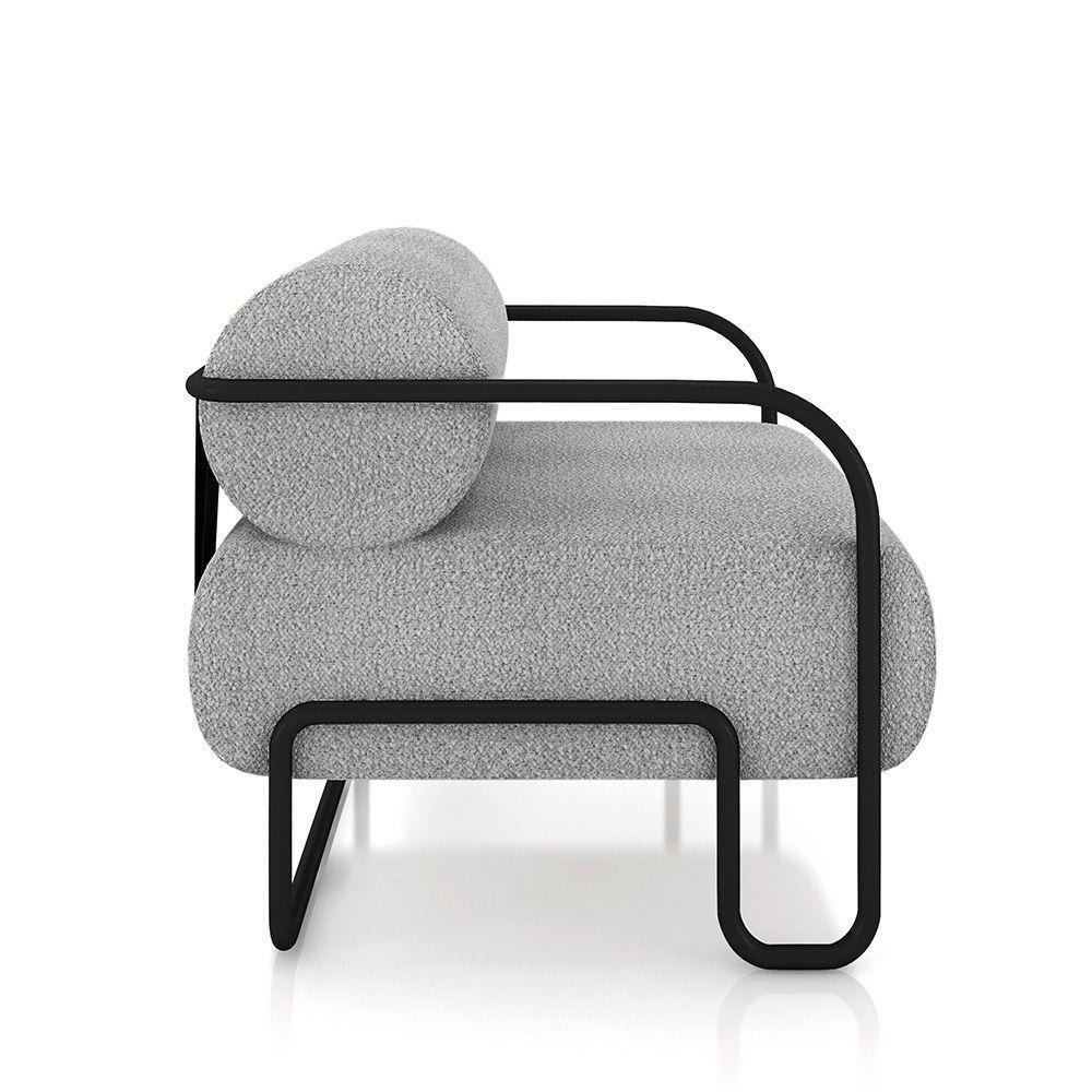 Poltrona Sala De Estar Industrial Preto Ameli Bouclê K01 - D'rossi Cor Cinza Claro - 4