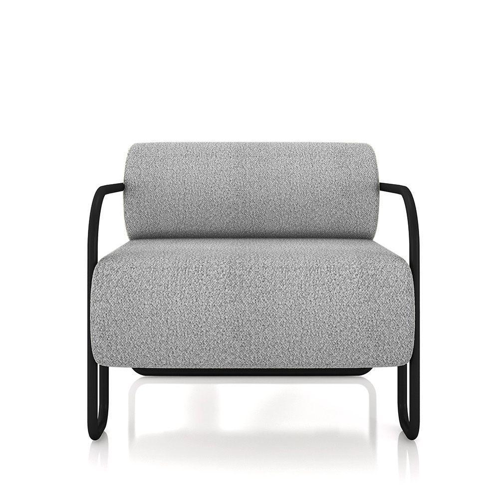 Poltrona Sala De Estar Industrial Preto Ameli Bouclê K01 - D'rossi Cor Cinza Claro - 5