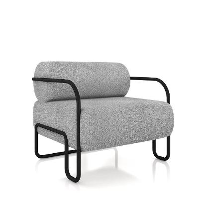 Poltrona Sala De Estar Industrial Preto Ameli Bouclê K01 - D'rossi Cor Cinza Claro