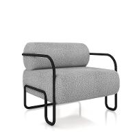 Poltrona Sala De Estar Industrial Preto Ameli Bouclê K01 - D'rossi Cor Cinza Claro - 1