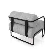 Poltrona Sala De Estar Industrial Preto Ameli Bouclê K01 - D'rossi Cor Cinza Claro - 3