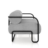 Poltrona Sala De Estar Industrial Preto Ameli Bouclê K01 - D'rossi Cor Cinza Claro