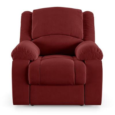 Poltrona Do Papai Reclinável Sala De Cinema Barcelona Touch Massagem Usb Veludo Vermelho