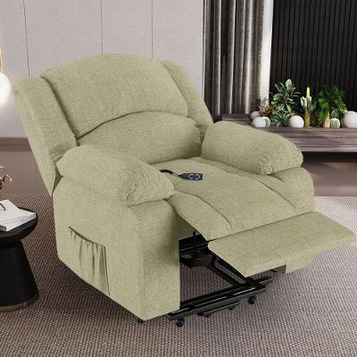 Poltrona Do Papai Reclinável Sala De Cinema Barcelona Elevação Lift Elétrico Linho Bege