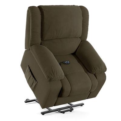 Poltrona Do Papai Reclinável Sala De Cinema Barcelona Elevação Lift Elétrico Veludo Verde Esmeralda