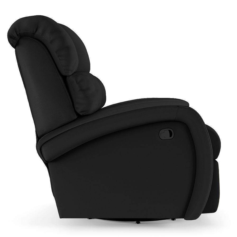 Poltrona Do Papai Sala De Cinema Reclinável Manchester Glider Manual Giratória Pu Preto - 2