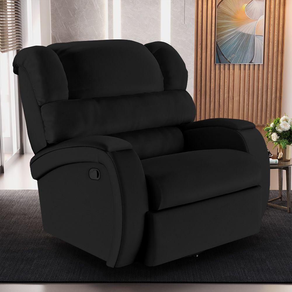 Poltrona Do Papai Sala De Cinema Reclinável Manchester Glider Manual Giratória Pu Preto - 7